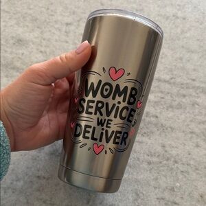 Silver Tumbler with Pink Heart Design